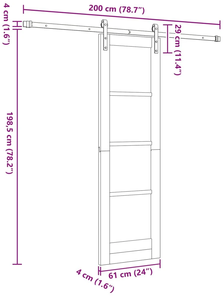 Slankios durys 61 x 198,5 cm Pušies medienos masyvas