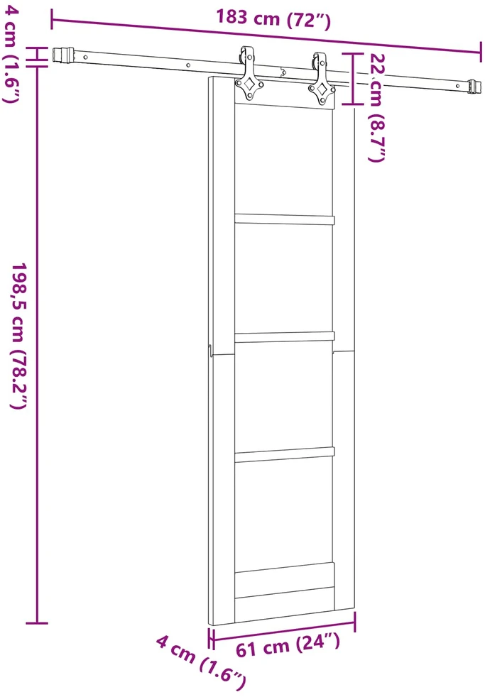 Slankios durys Natūrali ir juoda 61 x 198,5 cm