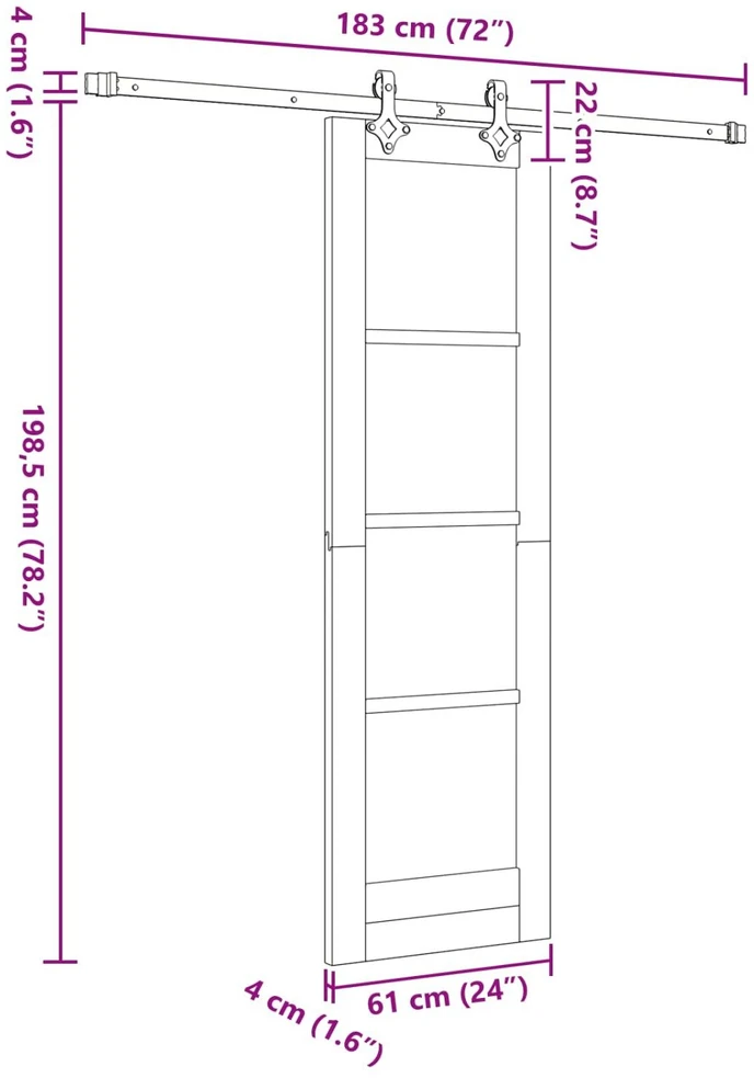 Slankios durys Natūrali ir juoda 61 x 198,5 cm