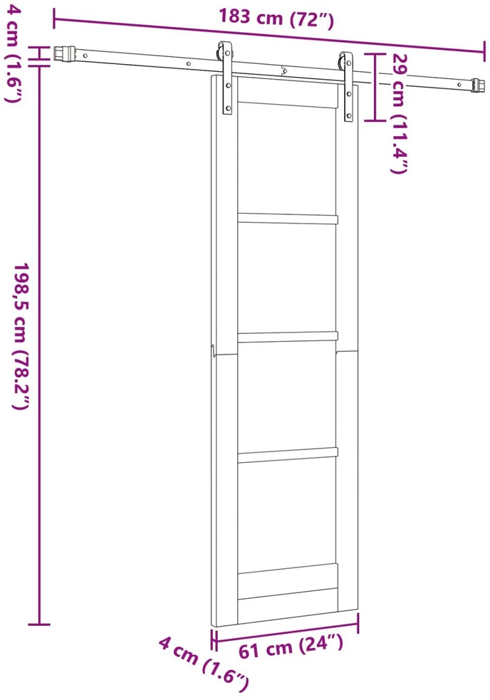 Slankios durys 61 x 198,5 cm Pušies medienos masyvas