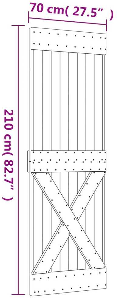 Slankios durys Natūrali ir juoda 70 x 210 cm
