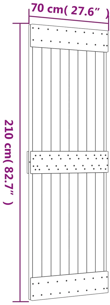 Slankios durys Natūrali ir juoda 70 x 210 cm