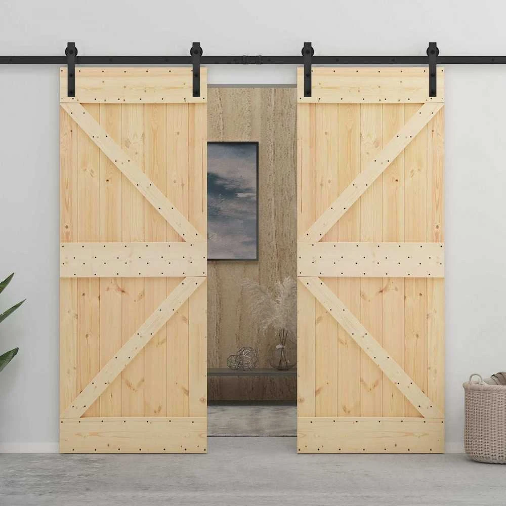 Slankios durys 80 x 210 cm Pušies medienos masyvas