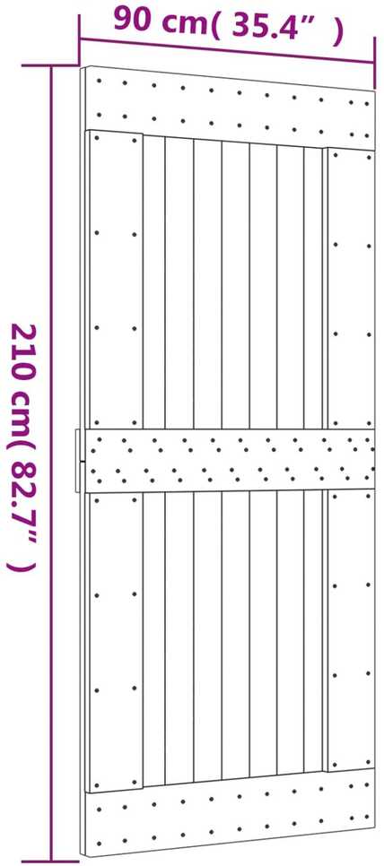 Slankios durys Natūrali ir juoda 90 x 210 cm