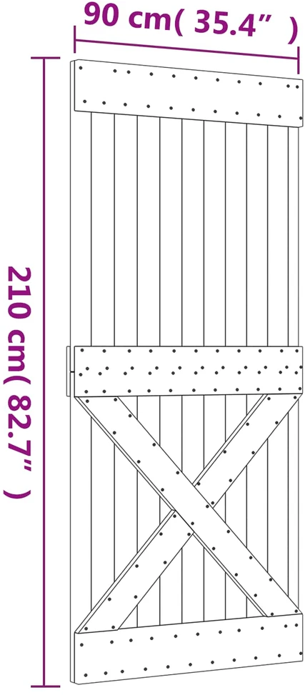 Slankios durys Natūrali ir juoda 90 x 210 cm