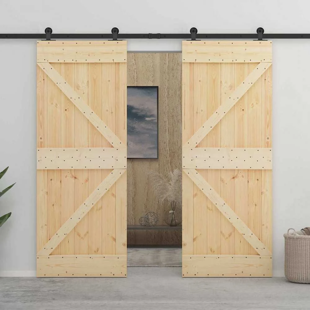 Slankios durys 90 x 210 cm Pušies medienos masyvas