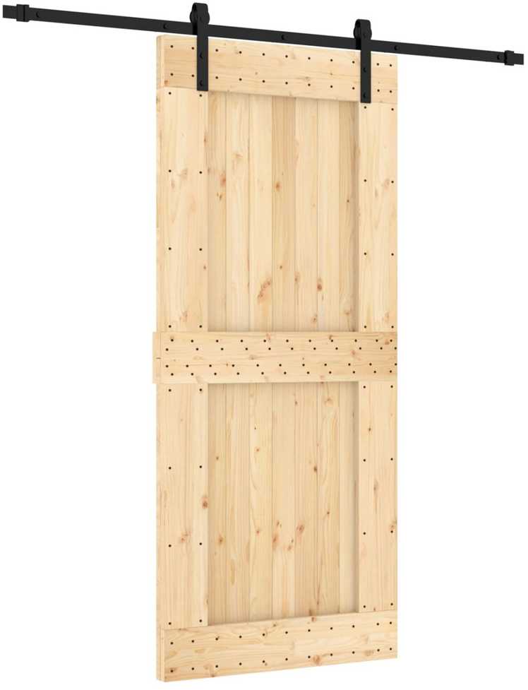 Slankios durys 90 x 210 cm Natūrali ir juoda