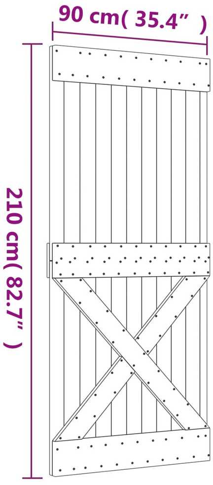 Slankios durys 90 x 210 cm Natūrali ir juoda