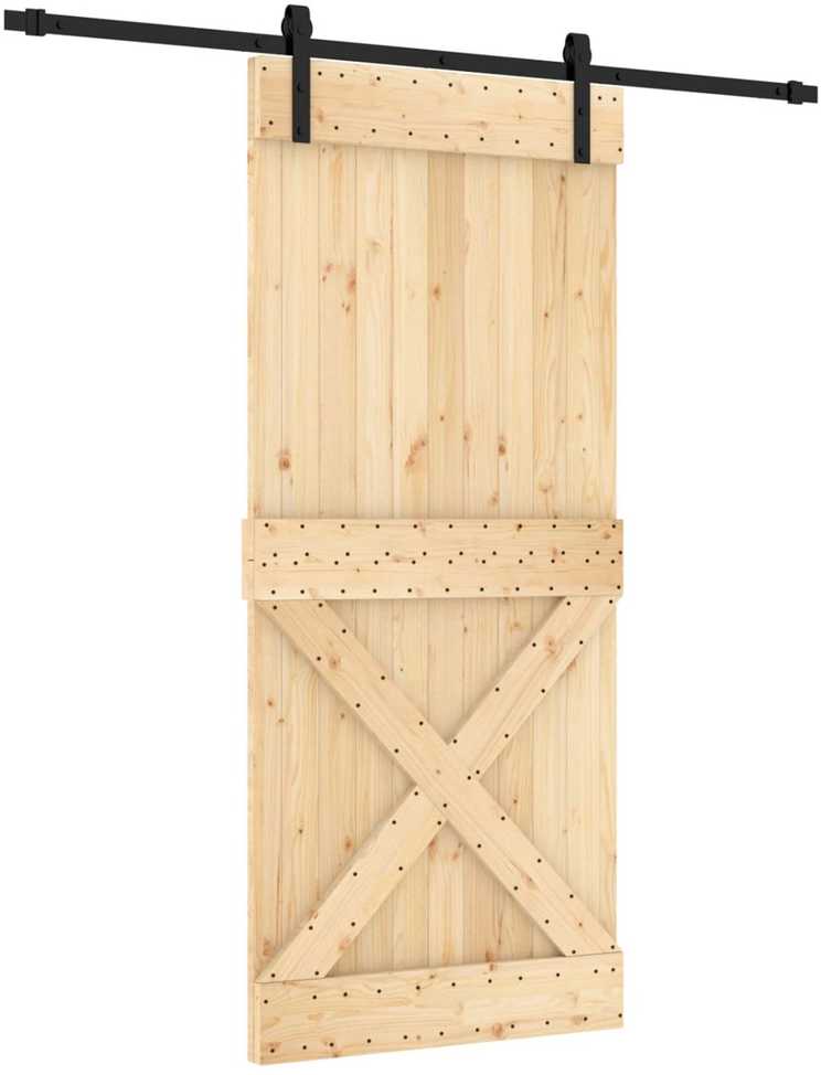Slankios durys 90 x 210 cm Natūrali ir juoda