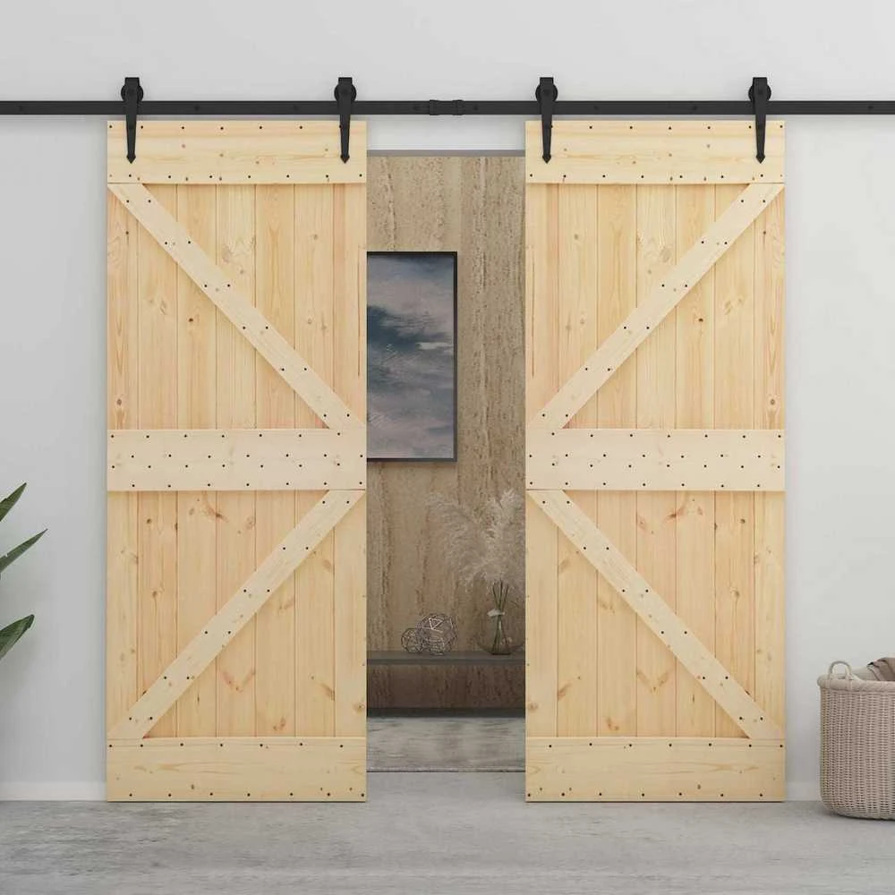 Slankios durys 90 x 210 cm Pušies medienos masyvas