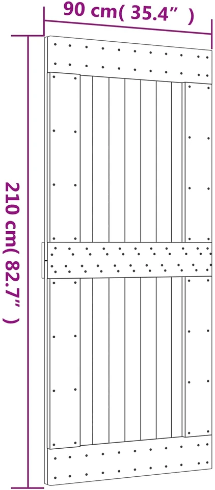 Slankios durys Natūrali ir juoda 90 x 210 cm