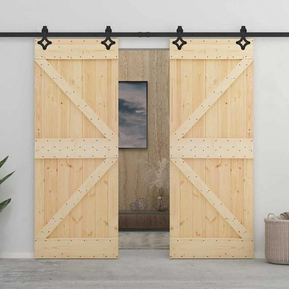 Slankios durys 90 x 210 cm Pušies medienos masyvas