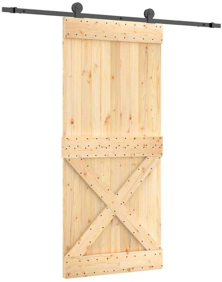 Slankios durys 90 x 210 cm Natūrali ir juoda