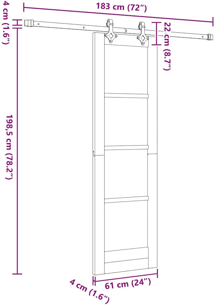 Slankios durys ORKDAL 61 x 198,5 cm Balta ir juoda