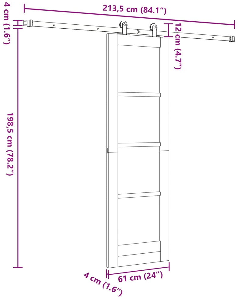 Slankios durys ORKDAL 61 x 198,5 cm Pušies medienos masyvas