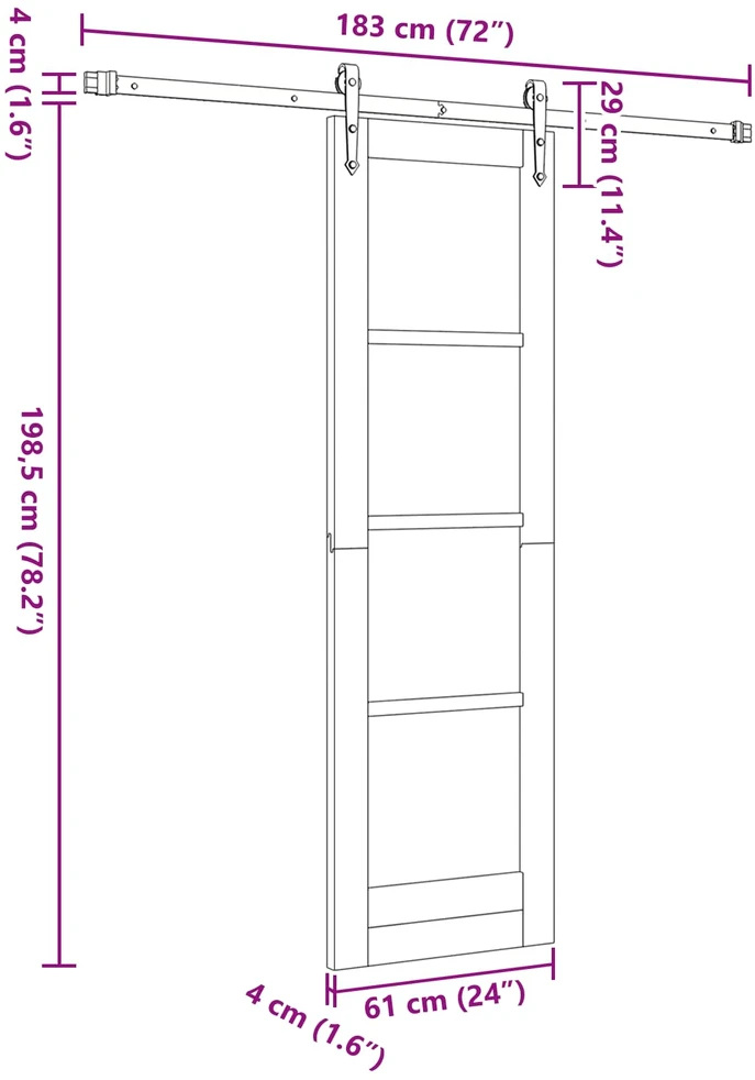 Slankios durys ORKDAL 61 x 198,5 cm Pušies medienos masyvas