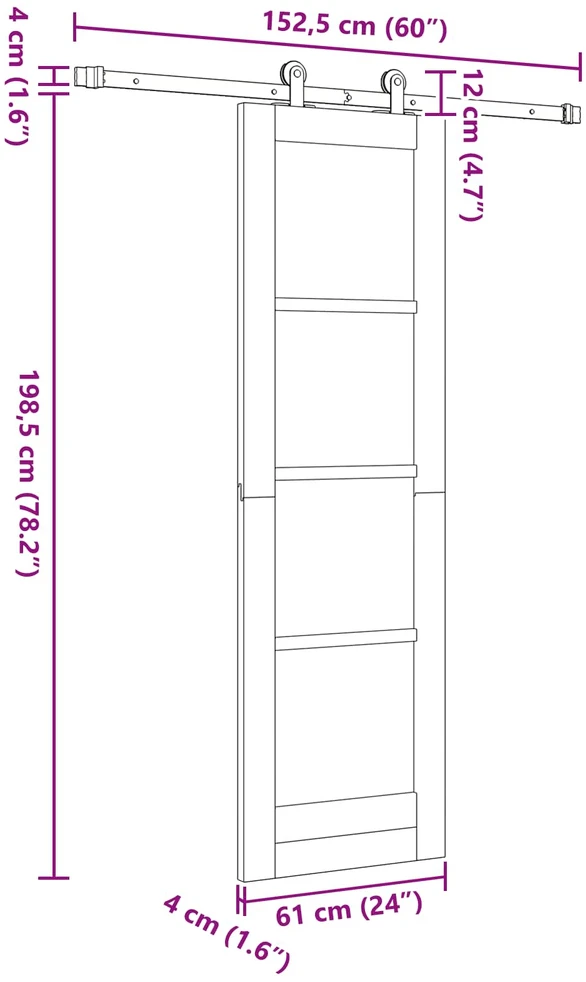 Slankios durys ORKDAL 61 x 198,5 cm Pušies medienos masyvas