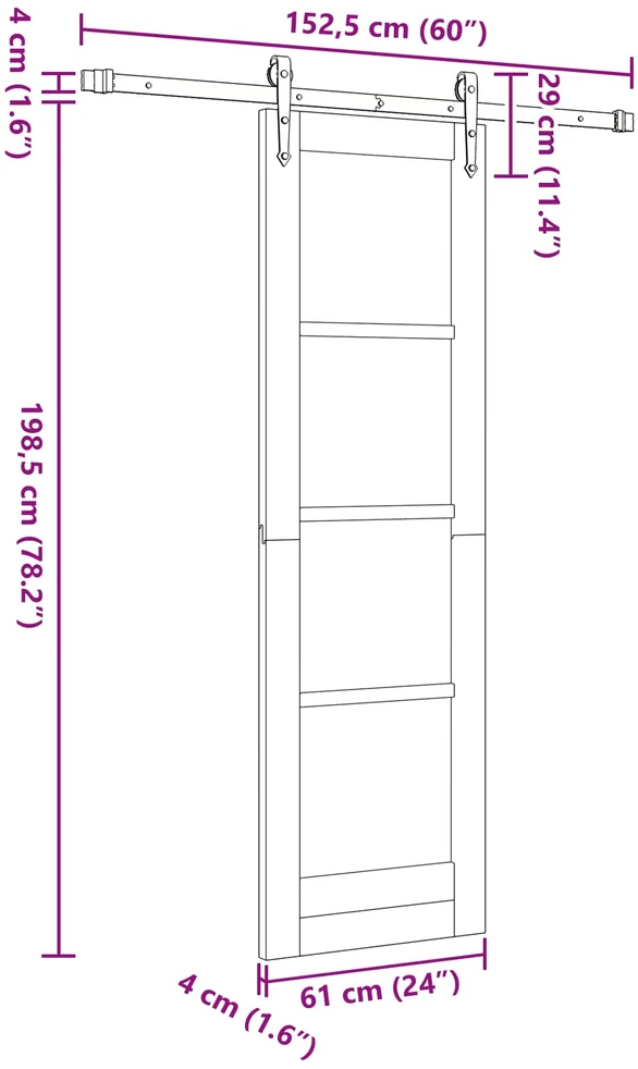 Slankios durys ORKDAL 61 x 198,5 cm Pušies medienos masyvas