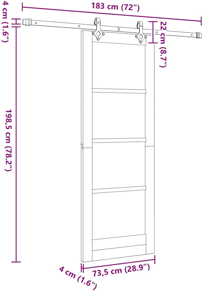 Slankios durys ORKDAL 73,5 x 198,5 cm Natūrali ir juoda