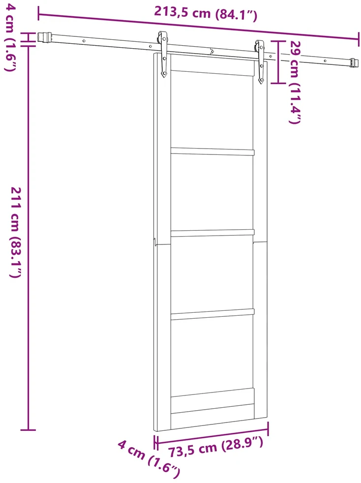 Slankios durys ORKDAL 73,5 x 211 cm Pušies medienos masyvas