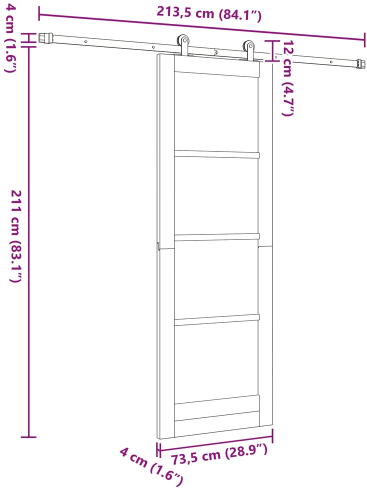 Slankios durys ORKDAL 73,5 x 211 cm Pušies medienos masyvas