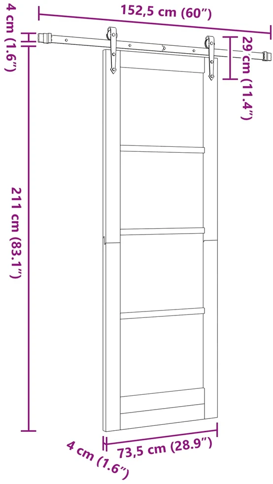 Slankios durys ORKDAL 73,5 x 211 cm Pušies medienos masyvas