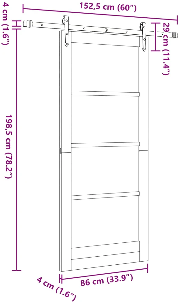 Slankios durys ORKDAL 86 x 198,5 cm Pušies medienos masyvas