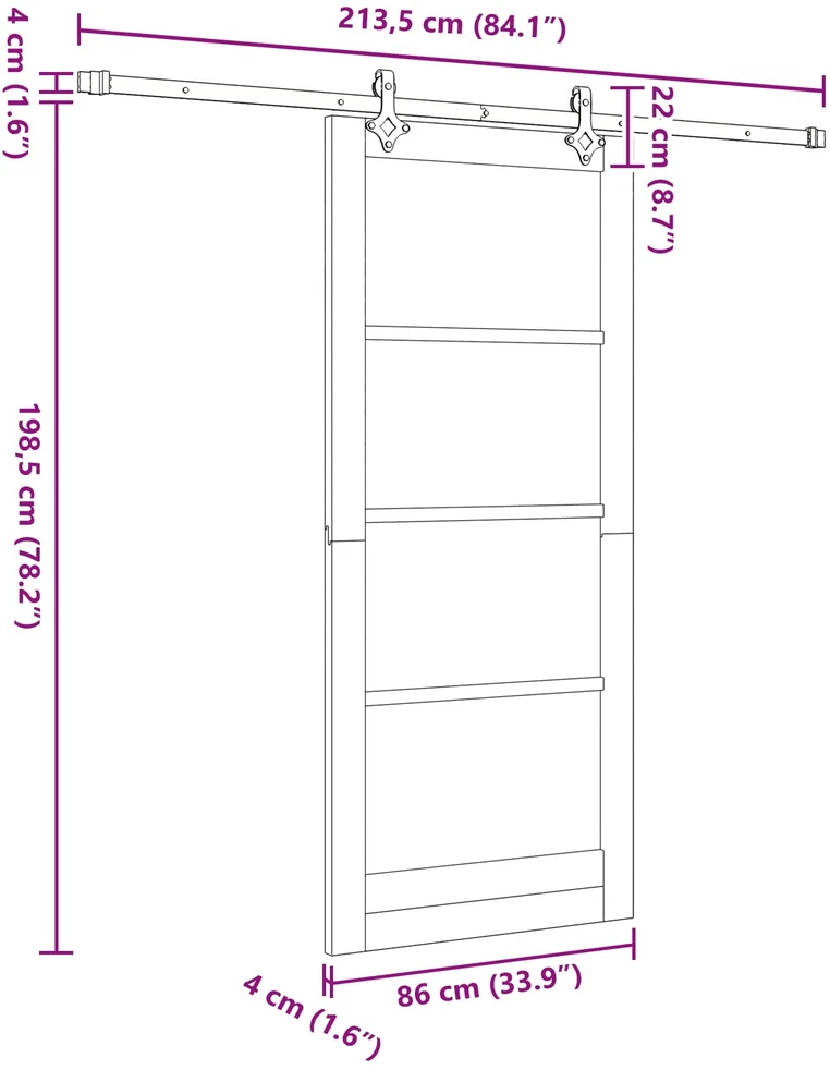 Slankios durys ORKDAL 86 x 198,5 cm Pušies medienos masyvas