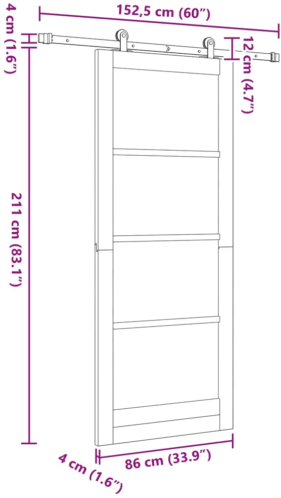 Slankios durys ORKDAL 86 x 211 cm Pušies medienos masyvas