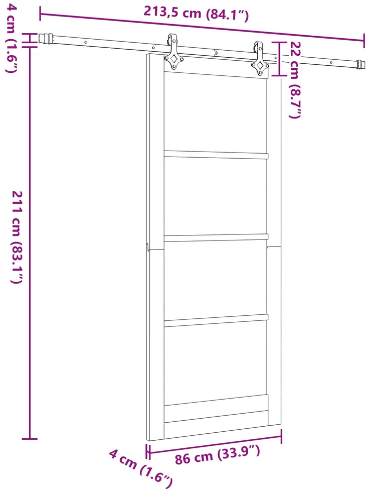 Slankios durys ORKDAL 86 x 211 cm Pušies medienos masyvas