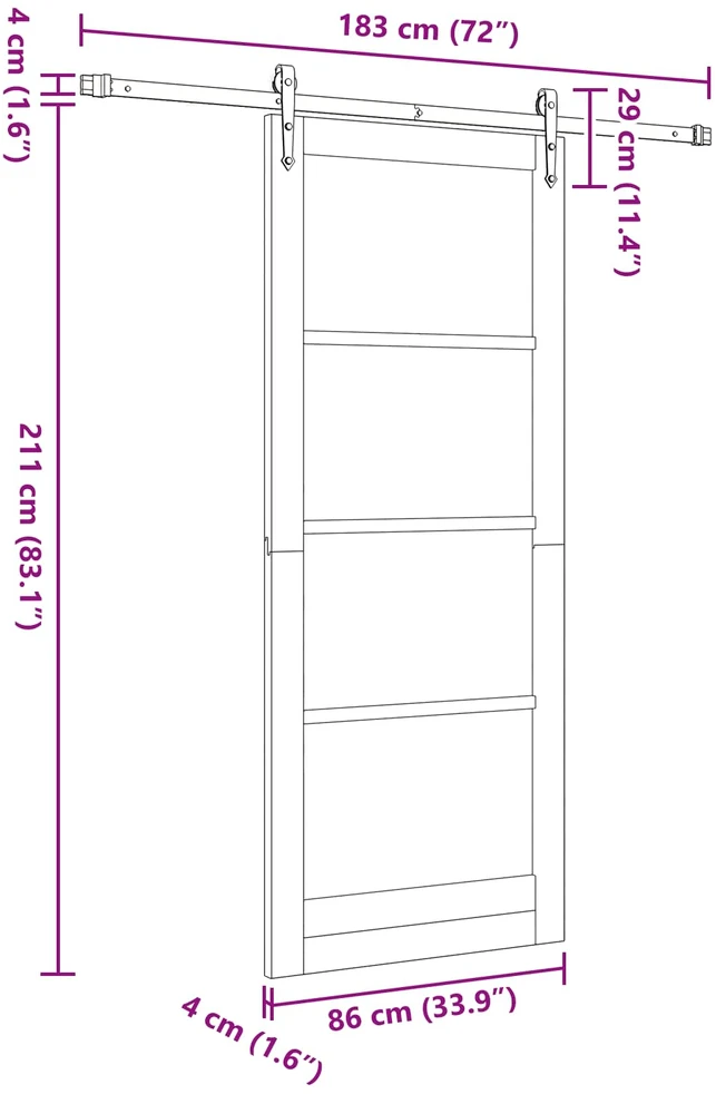 Slankios durys ORKDAL 86 x 211 cm Pušies medienos masyvas
