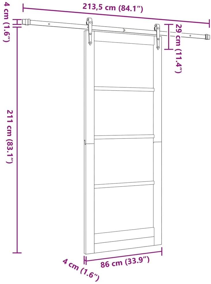 Slankios durys ORKDAL 86 x 211 cm Pušies medienos masyvas