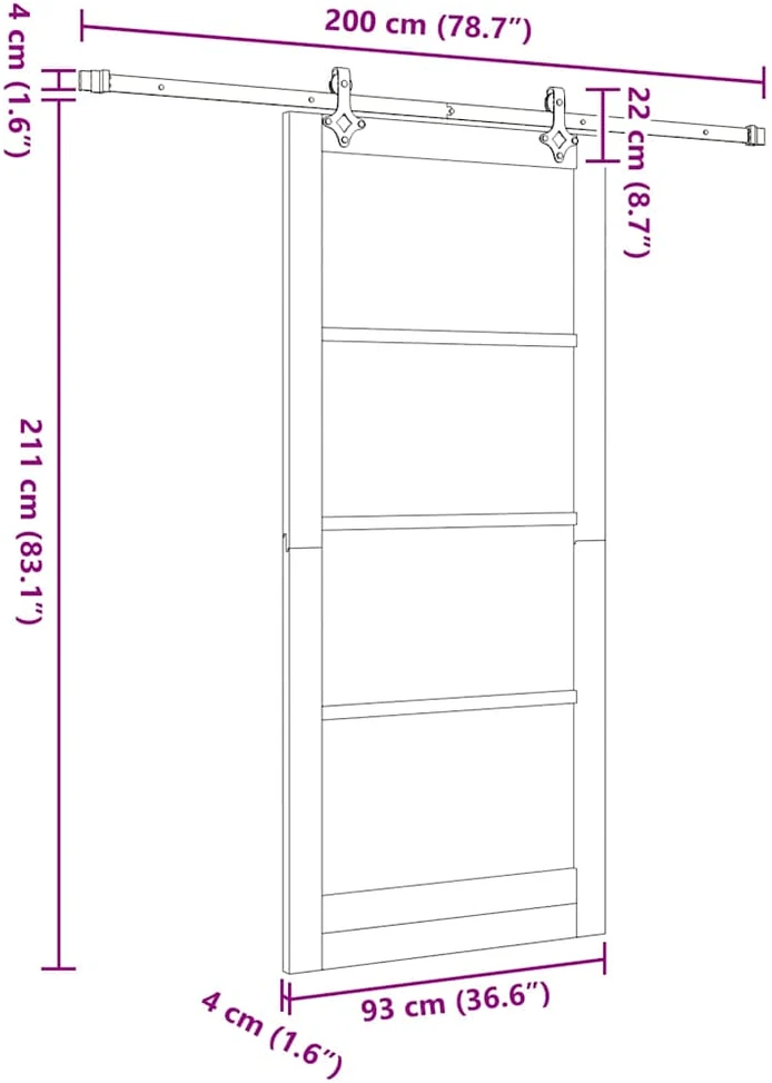 Slankios durys ORKDAL 93 x 211 cm Balta ir juoda