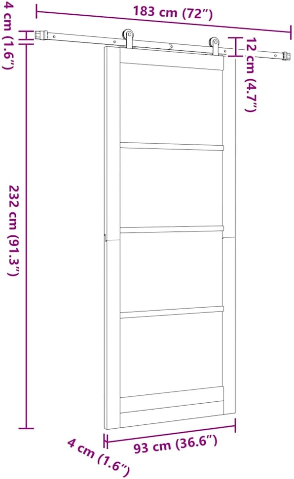 Slankios durys ORKDAL 93 x 232 cm Balta ir juoda