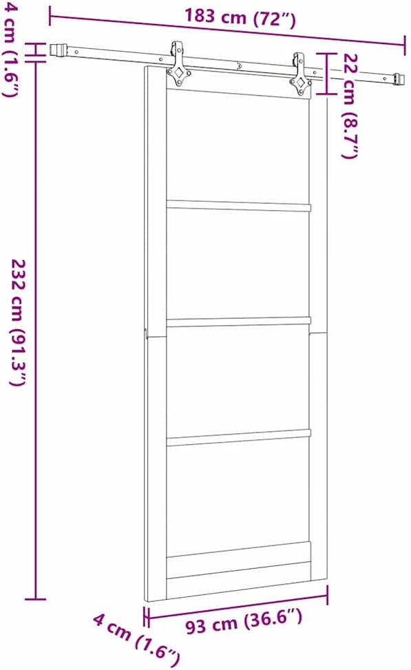 Slankios durys ORKDAL 93 x 232 cm Balta ir juoda