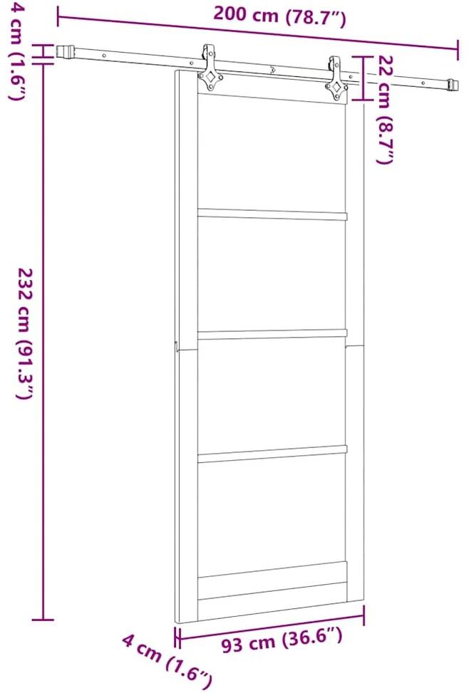 Slankios durys ORKDAL 93 x 232 cm Balta ir juoda