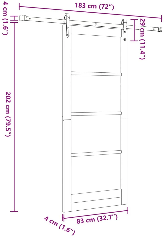 Slankios durys ORKDAL 83 x 202 cm Pušies medienos masyvas Balta
