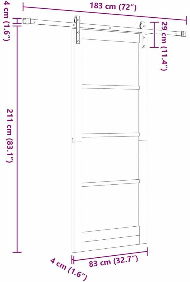 Slankios durys ORKDAL Balta ir juoda 83 x 211 cm