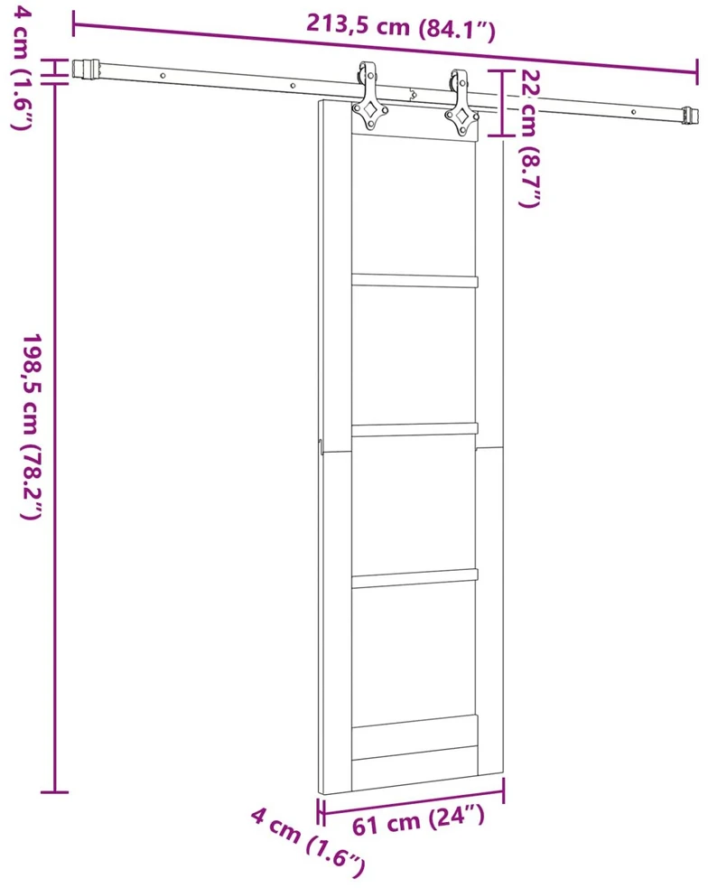 Slankios durys ORKDAL 61 x 198,5 cm Pušies medienos masyvas
