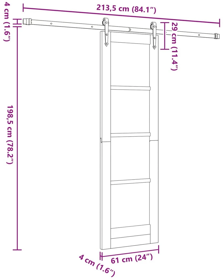 Slankios durys ORKDAL 61 x 198,5 cm Pušies medienos masyvas