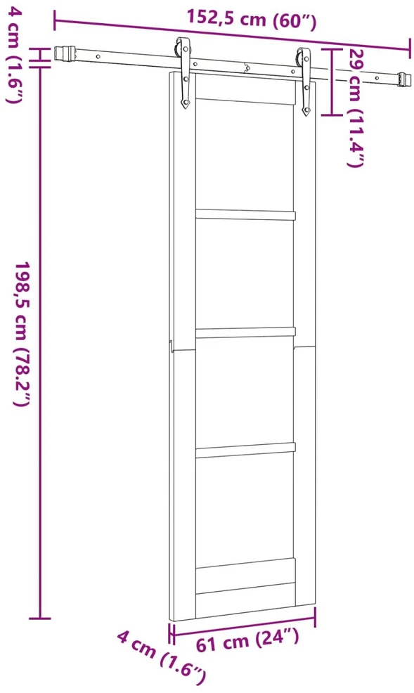 Slankios durys ORKDAL 61 x 198,5 cm Pušies medienos masyvas