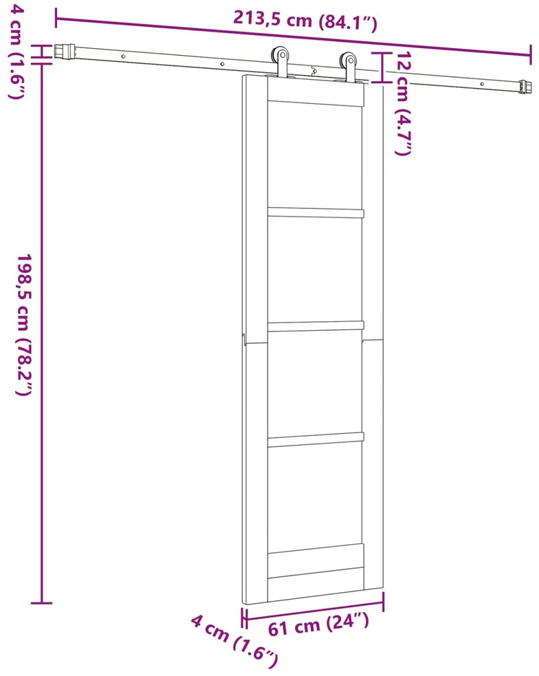 Slankios durys ORKDAL 61 x 198,5 cm Pušies medienos masyvas