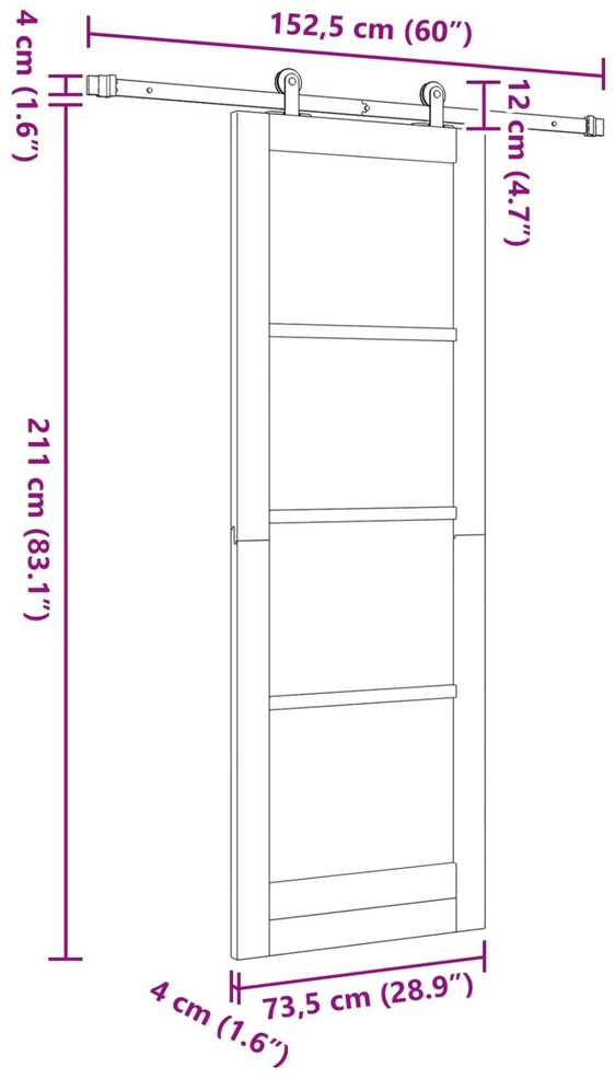 Slankios durys ORKDAL 73,5 x 211 cm Pušies medienos masyvas