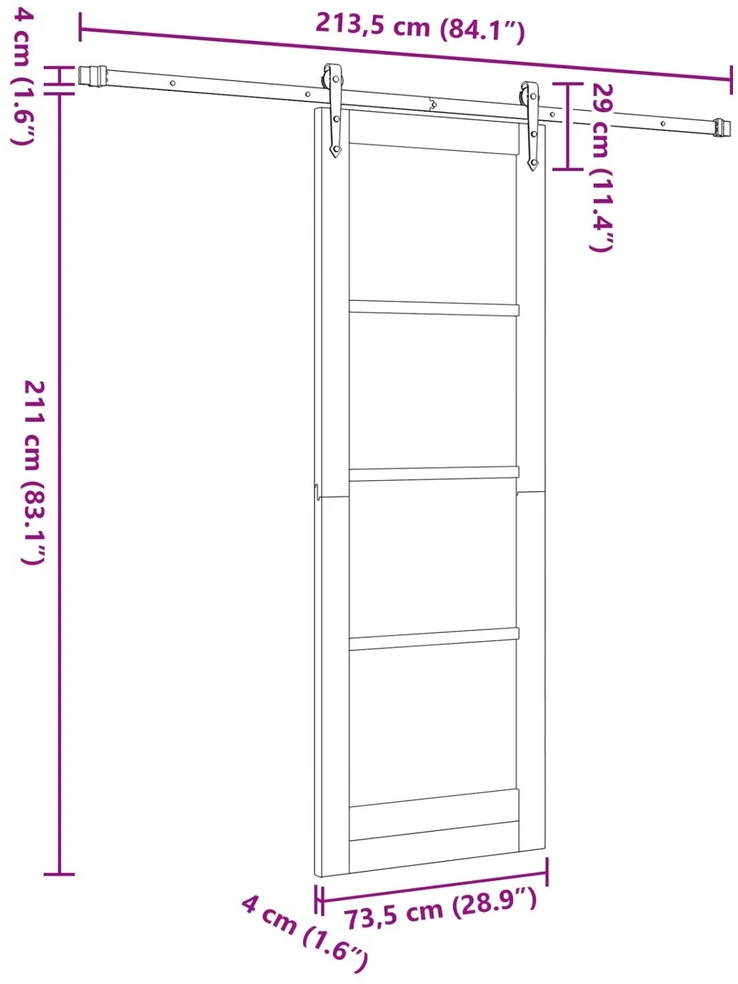 Slankios durys ORKDAL 73,5 x 211 cm Pušies medienos masyvas