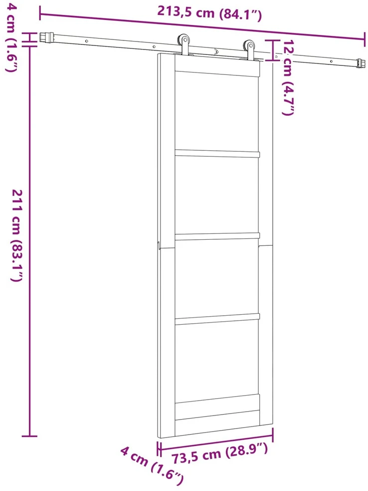 Slankios durys ORKDAL 73,5 x 211 cm Pušies medienos masyvas