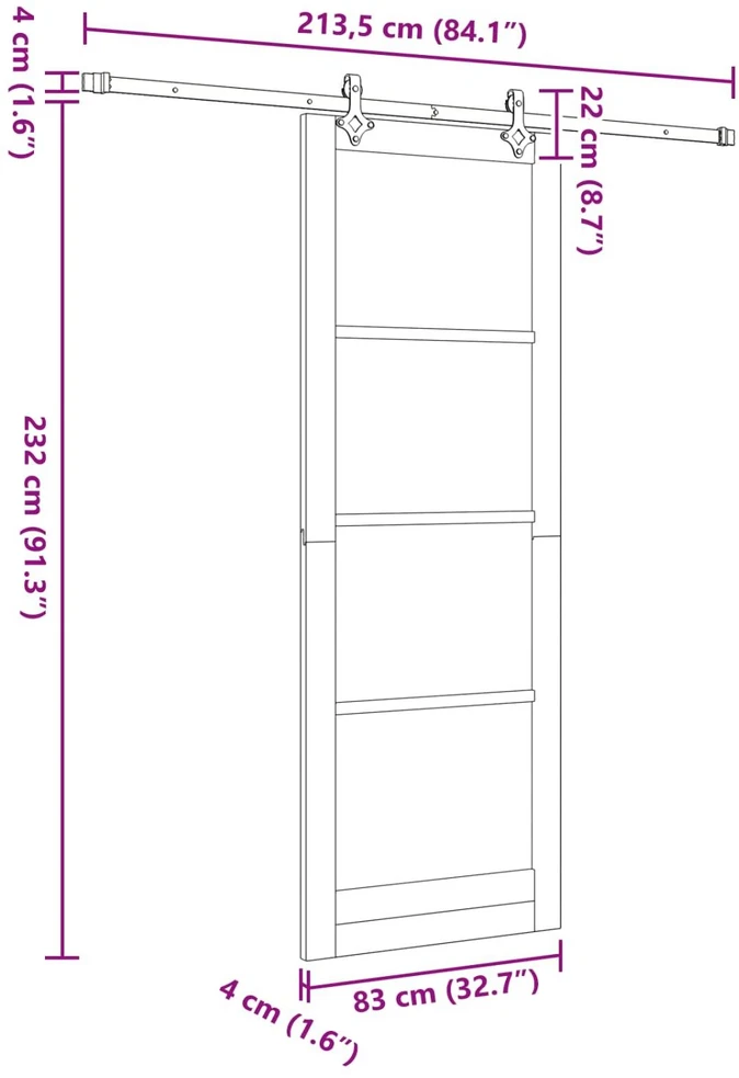 Slankios durys ORKDAL 83 x 232 cm Pušies medienos masyvas