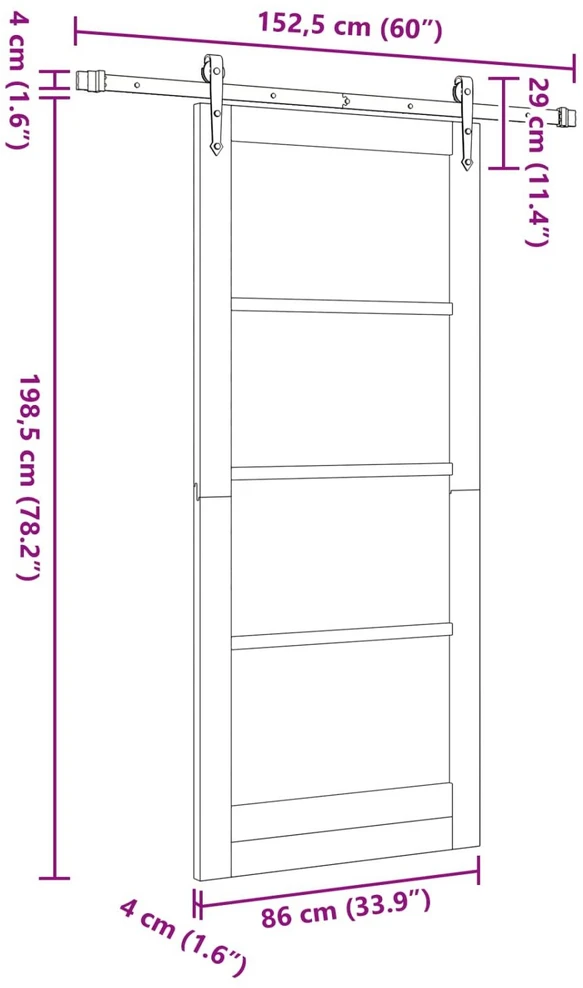Slankios durys ORKDAL 86 x 198,5 cm Pušies medienos masyvas