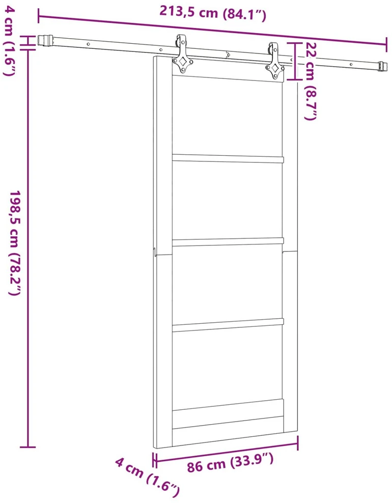 Slankios durys ORKDAL 86 x 198,5 cm Pušies medienos masyvas