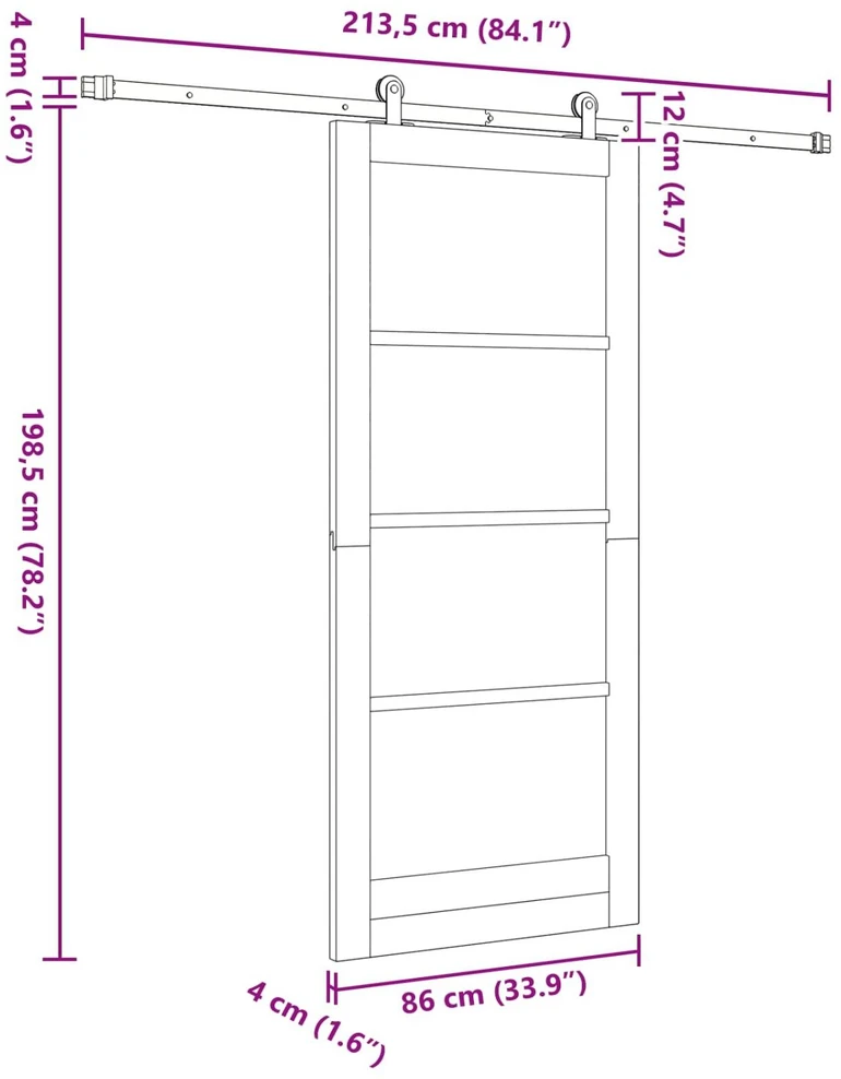 Slankios durys ORKDAL 86 x 198,5 cm Pušies medienos masyvas
