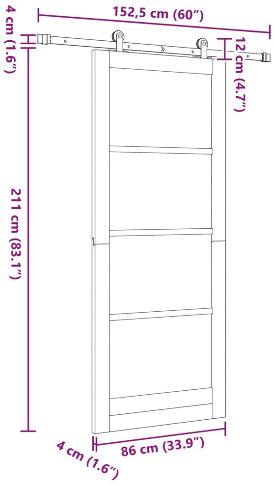 Slankios durys ORKDAL 86 x 211 cm Pušies medienos masyvas